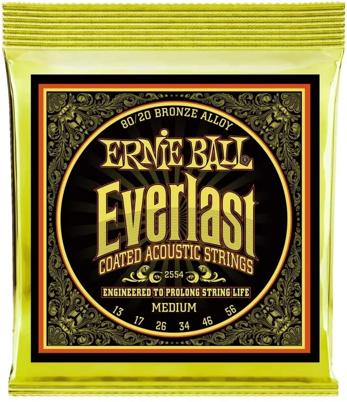 Cuerdas de guitarra acústica Ernie Ball Everlast Medium (13-56) recubiertas 80/20