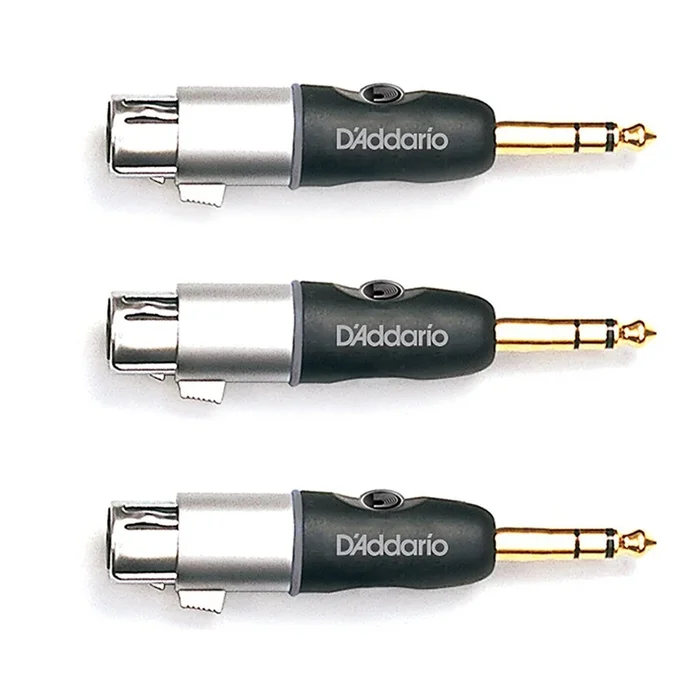 D’Addario 1/4″ Male Balanced to XLR Female Adapter 3 Pack Bundle