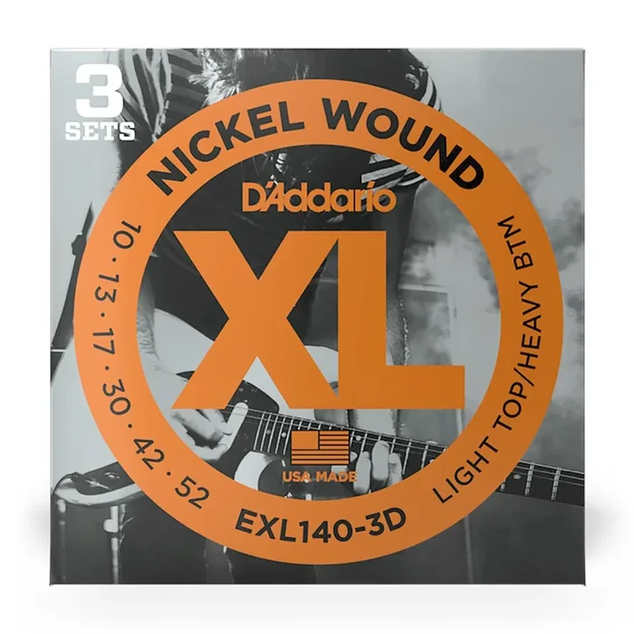 D’Addario – EXL140-3D – 3 Pack Nickel Wound Light Top Heavy Bottom 10-52 – Electric Guitar Strings