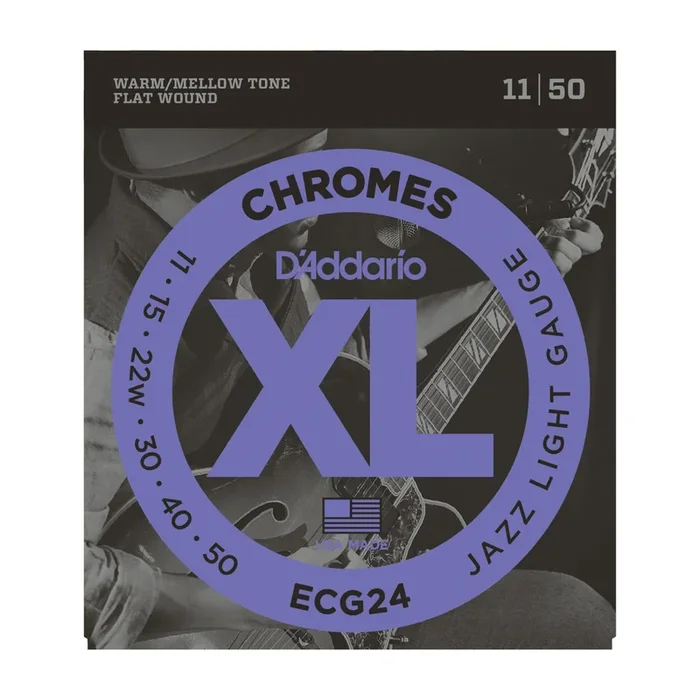 D’Addario ECG24 Chromes Flat Wound, Jazz Light, 11-50