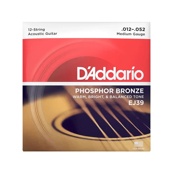 D’Addario EJ39 Phosphor Bronze Medium 12-String Acoustic Guitar String Set 12-52/30