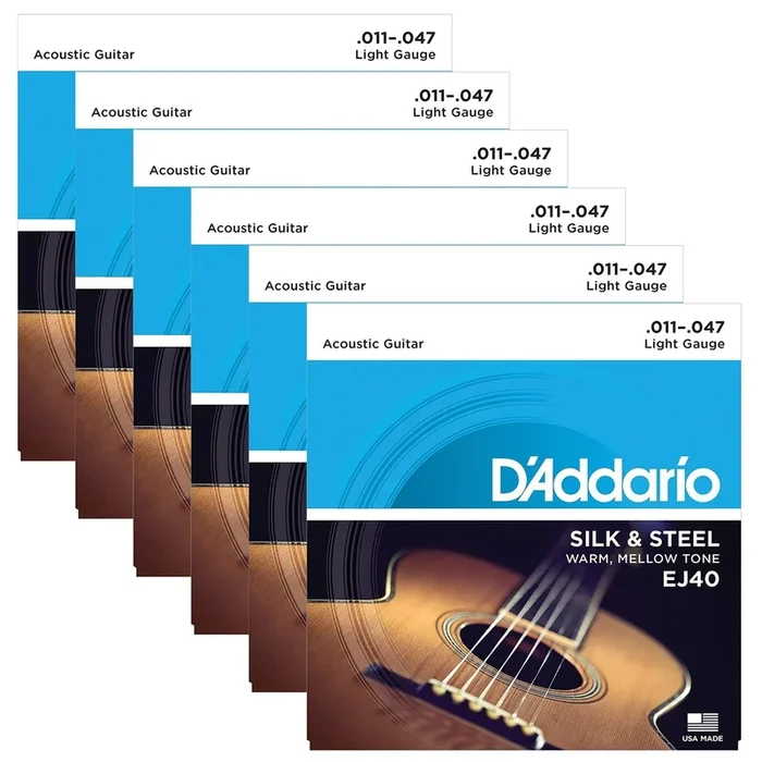 D’Addario EJ40 Silk & Steel Folk 11-47 (6 Pack Bundle)