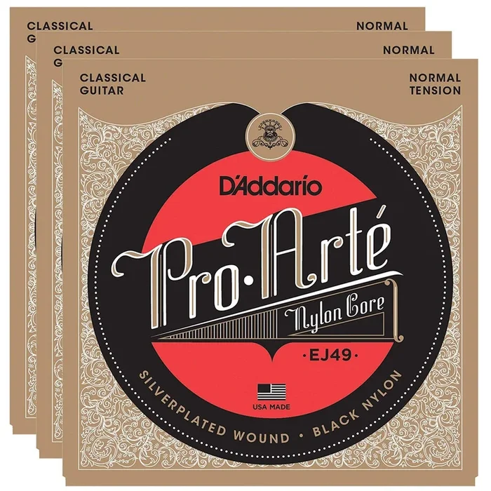 D’Addario EJ49 Pro-Arte Normal Tension Black/Silver (3 Pack Bundle)