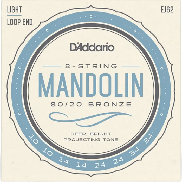 D’Addario EJ62 80/20 Bronze Mandolin String Set, Light