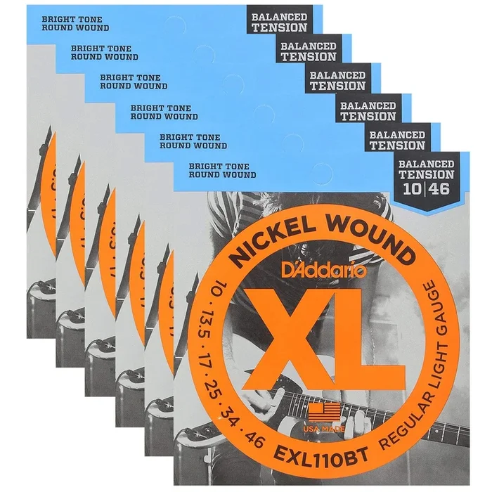 D’Addario EXL110BT Balanced Tension Electric 10-46 Regular Light (6 Pack Bundle)