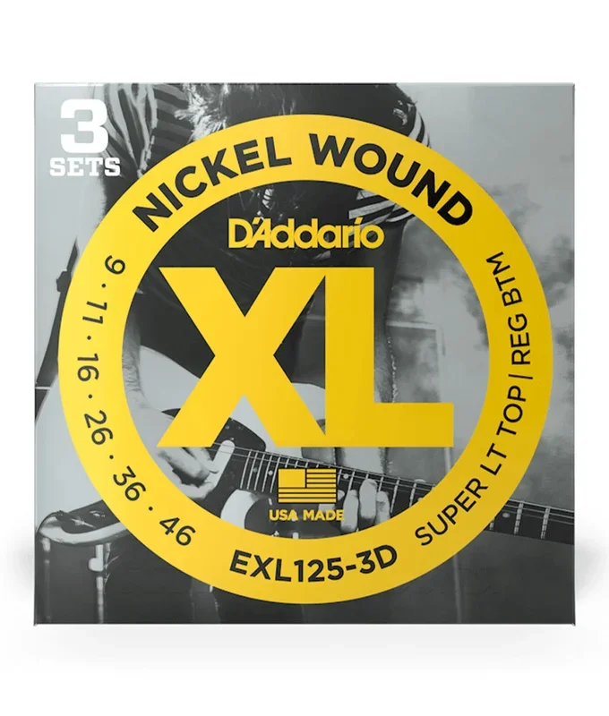 D’Addario EXL125-3D Nickel Wound 9-46 Super Light Top/Regular Bottom Electric Guitar Strings – 3 Pack
