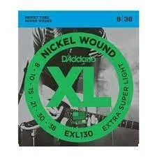 D’Addario EXL130 Nickel Wound Electric Strings -.008-.038 Extra Super Light