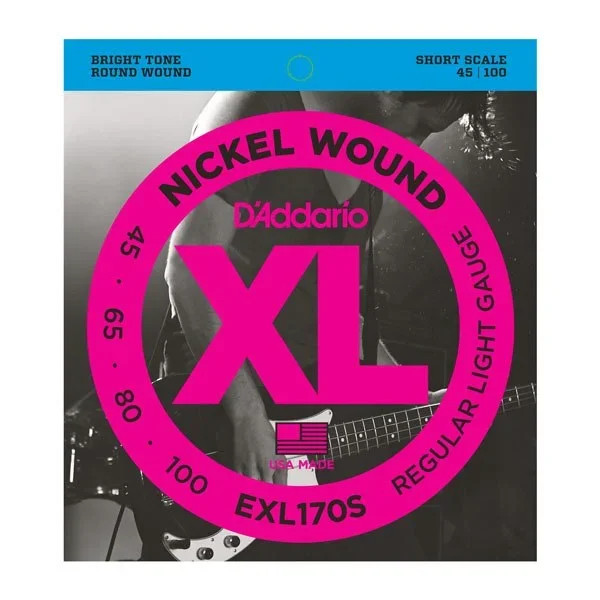D’addario EXL170S Nickel Wound Bass, Light, 45-100, Short Scale