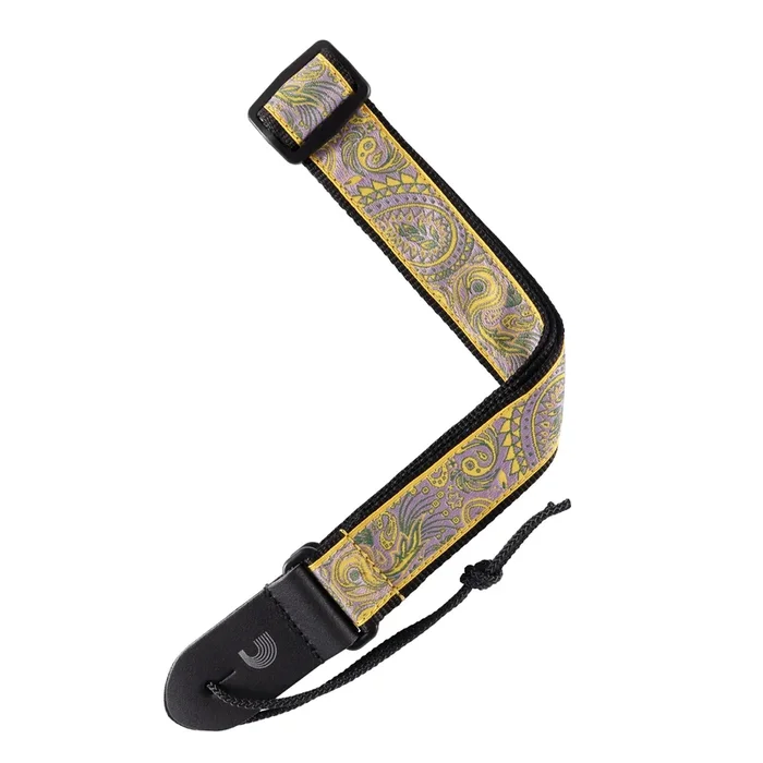 D’Addario Jacquard Ukulele Straps, Paisley Yellow/Purple