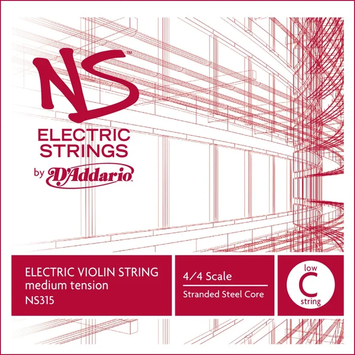 D’Addario NS Electric Violin Single Low C String, 4/4 Scale, Medium Tension