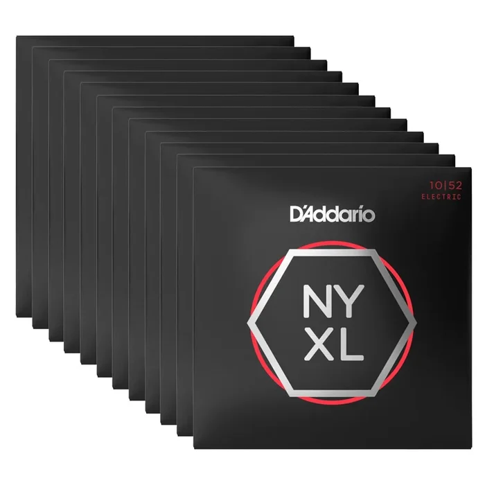 D’Addario NYXL Electric Guitar Strings Light Top/Heavy Bottom 10-52 12 Pack Bundle