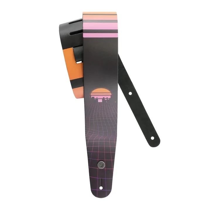 D’Addario Outrun Printed Leather Guitar Strap, Power Grid