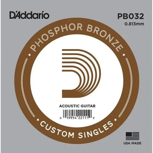 D’Addario PB032 Phosphor Bronze Single Guitar String, .032