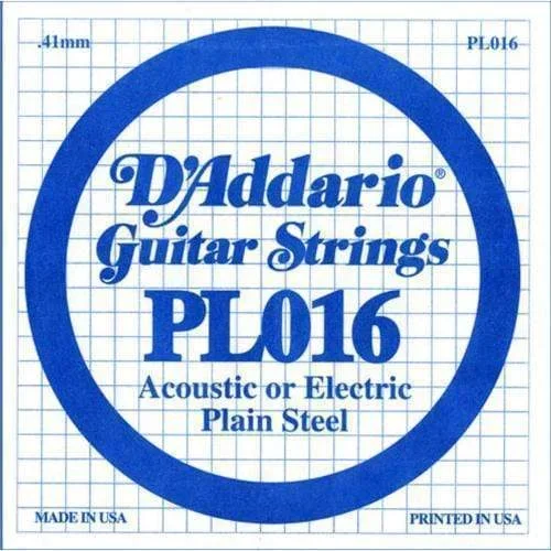 D’addario PL016 Plain Steel Single Guitar String, .016