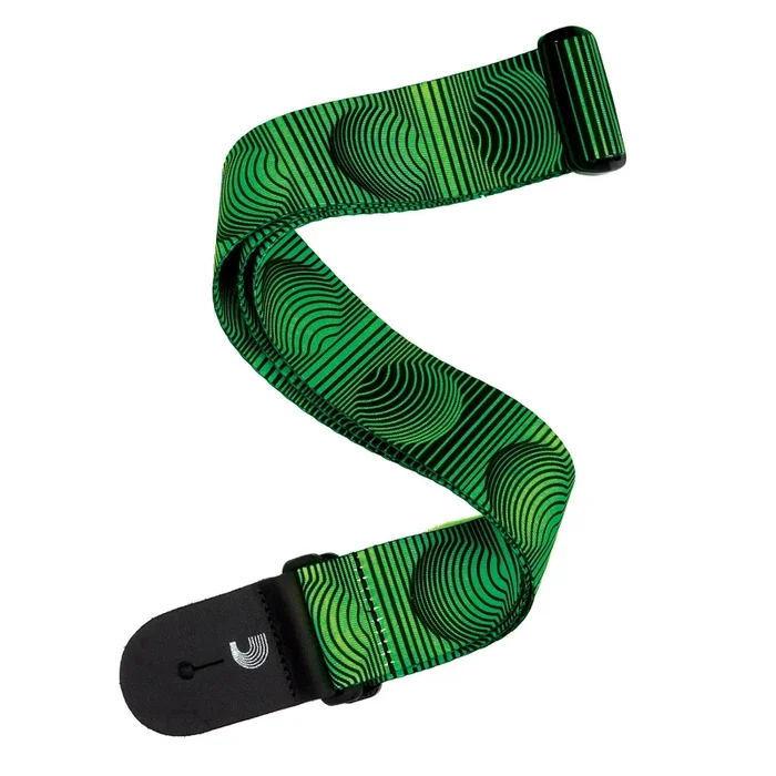 D’Addario Polyester Guitar Strap, Optical Art Green Orbs