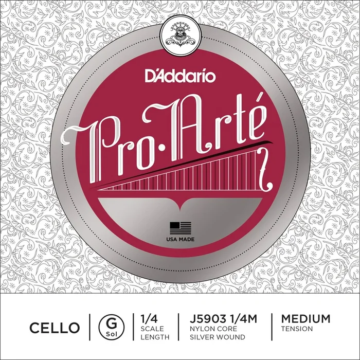 D’Addario Pro-Arte Cello Single G String, 1/4 Scale, Medium Tension