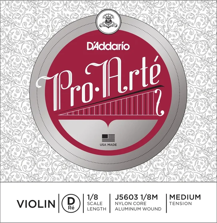 D’Addario Pro-Arte Violin Single D String, 1/8 Scale, Medium Tension