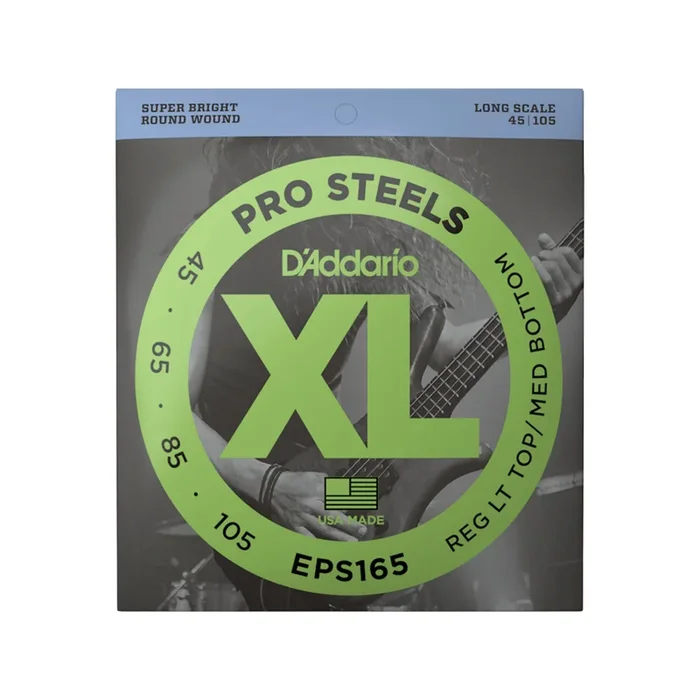 D’Addario ProSteels EPS165 Light Top-Medium Bottom Long Scale Bass Strings 45-105