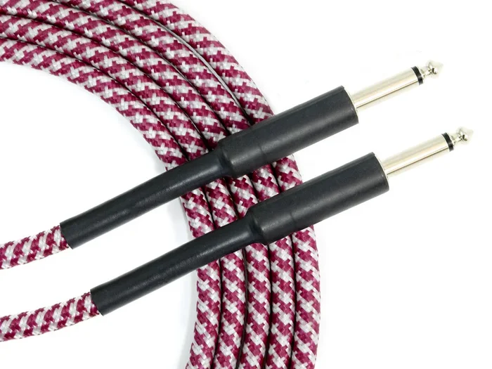 D’Luca 10 Feet Instrument Cable 1/4 Straight to 1/4 Straight Red Tweed Cloth Jacket
