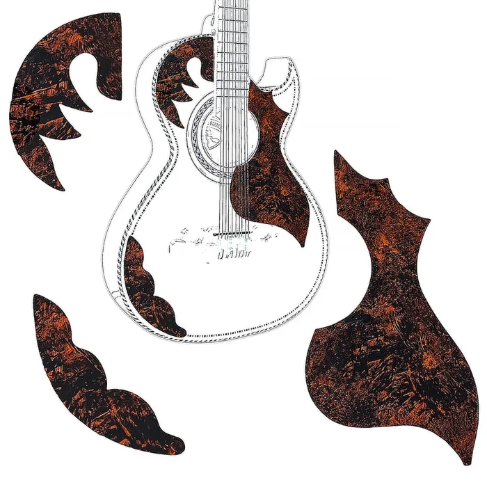 D’Luca Paracho Bajo Quinto And Bajo Sexto Pick Guard Mica Set, Red Pearl