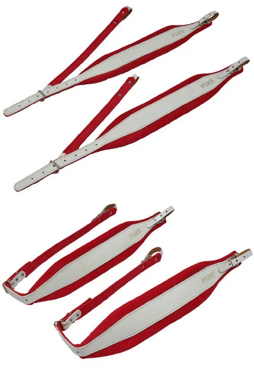 D’Luca Pro SB Series Genuine Leather Accordion Straps White/Red