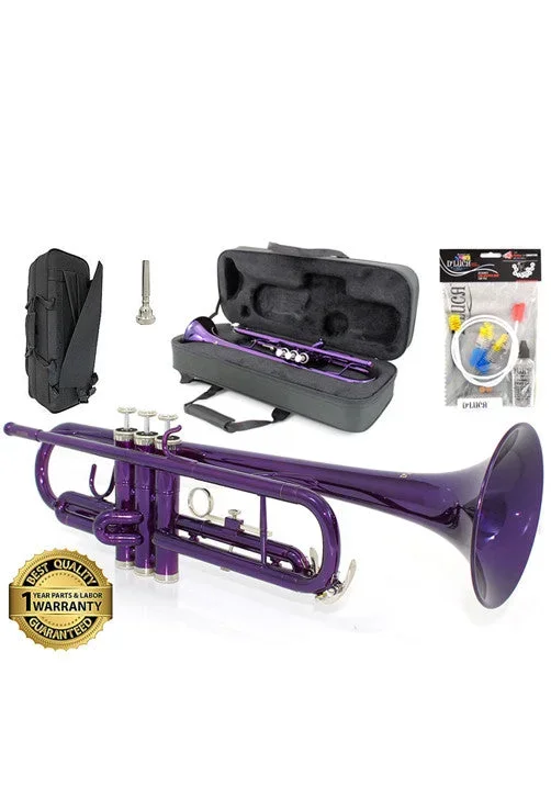 D’Luca 500 Series Purple Standard Bb Trumpet with Professional Case, Cleaning Kit and 1 Year Manufacturer Warranty