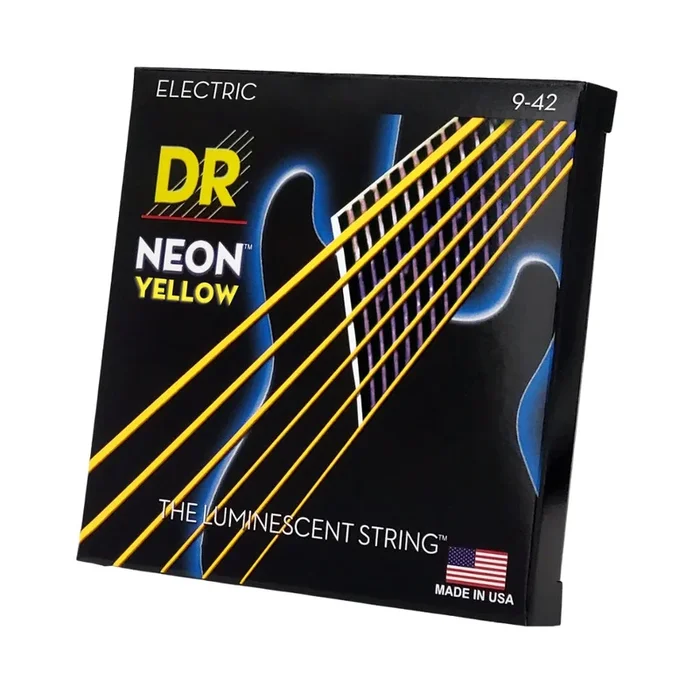 DR Hi-Def Neon Yellow K3 Coated Electric Guitar Strings – Light 9-42
