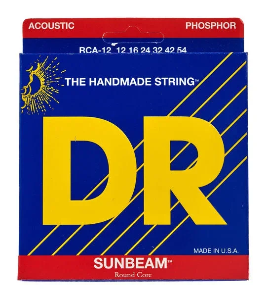 DR Strings – RCA-12 Phosphor Bronze – Sunbeam Round Core – 6-String Acoustic Guitar Strings 12-54 (1 Pack)