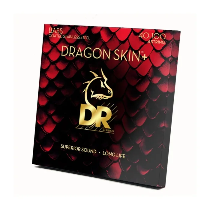 DR Strings Dragon Skin+ Coated Bass Guitar Strings – Light 40-100