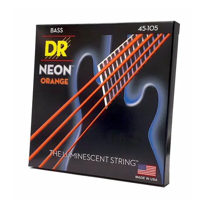 DR Strings Hi-Def Neon Orange K3 Coated Bass Guitar Strings – Medium 45-105