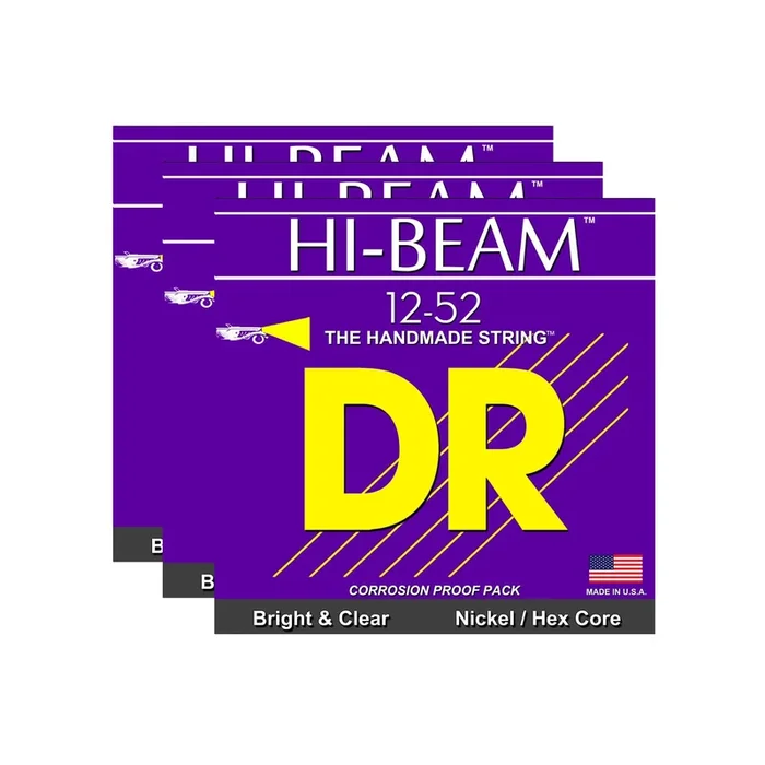 DR Strings JZR-12 Hi Beam Electric 12-52 3 Pack Bundle
