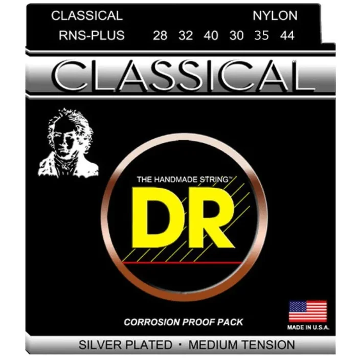 DR Strings RNS PLUS Silver Plated Medium Tension Nylon Strings – 0.28-0.44
