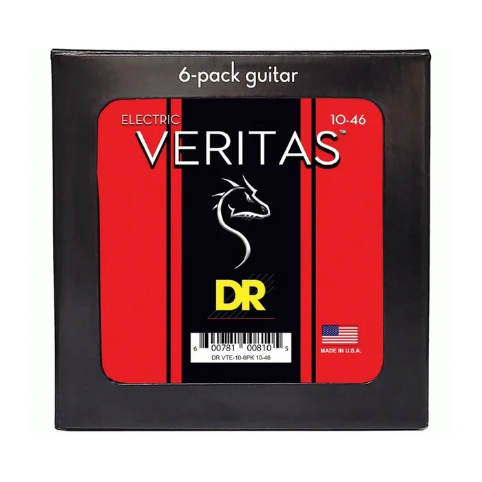 DR Veritas Coated Core Technology Electric Guitar Strings – 6-Pack Medium 10-46