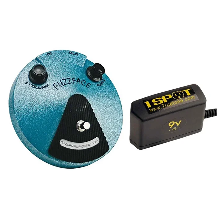 Dunlop Hendrix Fuzz Face Bundle w/ Truetone 1 Spot Space Saving 9v Adapter