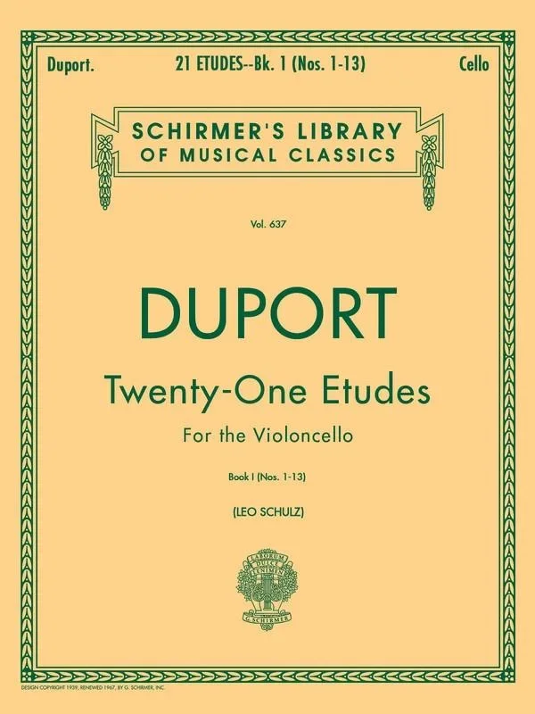 Duport, 21 Etudes for Cello Book 1 (Schirmer)