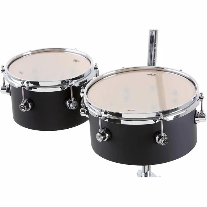 DW Design Concert Toms 8″ & 10″ Black Satin w/Mount
