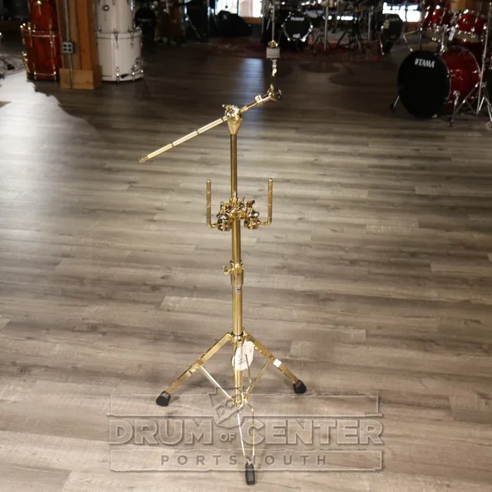 DW DWCP9934GD 9000 Series Double Tom Stand with 934 Cymbal Boom Arm Gold