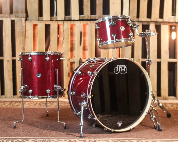 DW Performance Cherry Stain Lacquer Rock Drum Set – 14×24, 9×13, 16×16