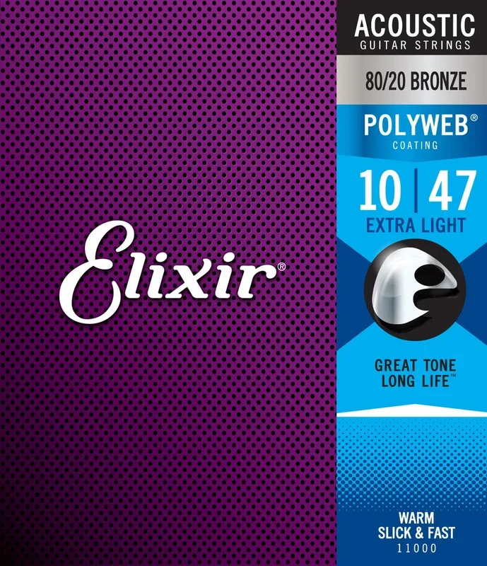 Elixir 11000 Polyweb Extra Light 80/20 Bronze Acoustic Guitar Strings 10-47