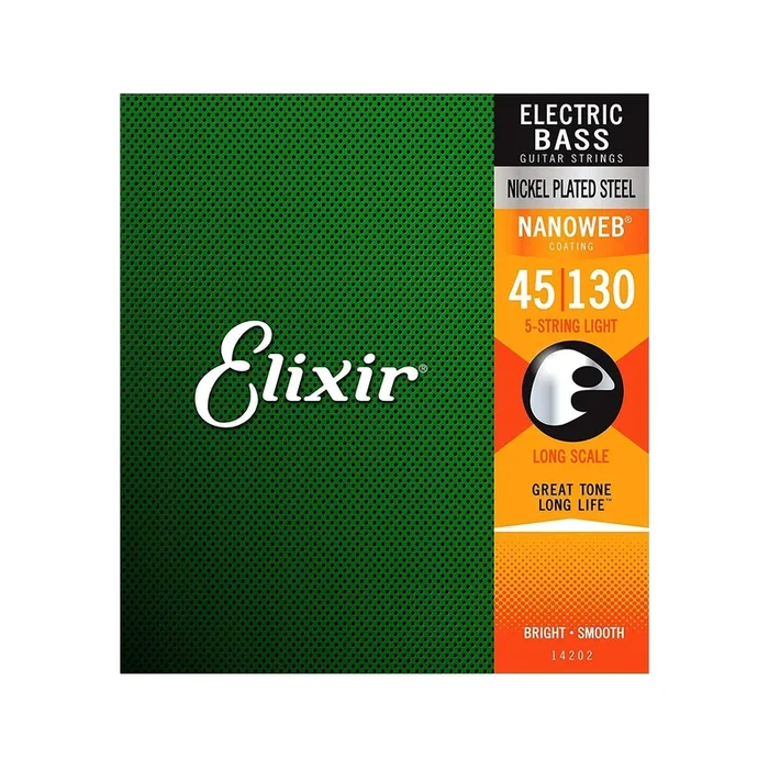 Elixir 14202 Electric Bass Nickel Plated Nanoweb Light 45-130 Long Scale