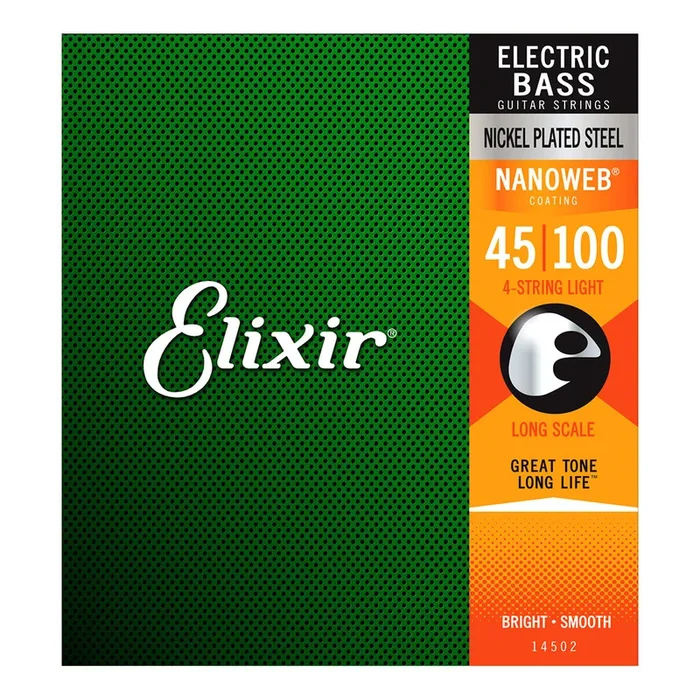 Elixir 14652 – Nanoweb Stainless Steel 45-100 Bass Guitar Strings