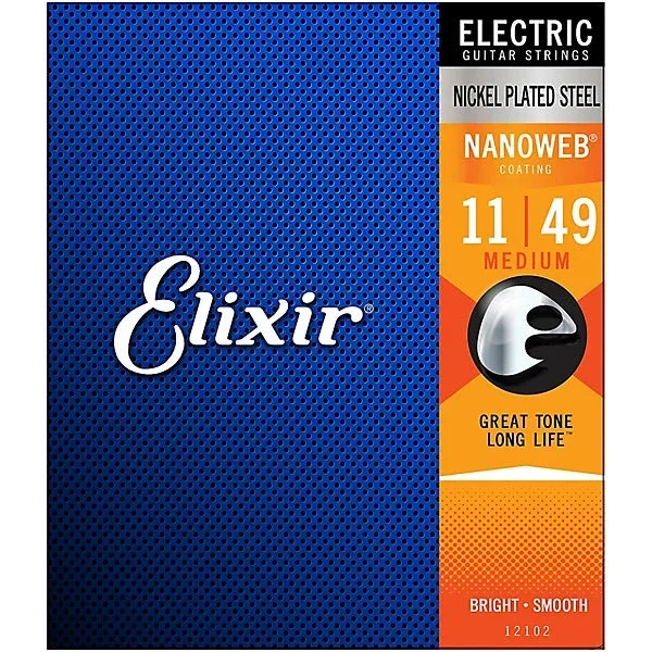 Elixir Strings 12102 Nanoweb Electric Guitar Strings – .011-.049 Medium