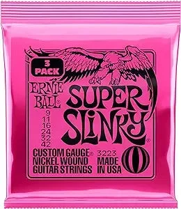 Ernie Ball 3223 Super Slinky Nickel Wound Electric Guitar Strings – .009-.042 Factory 3-pack – P03223