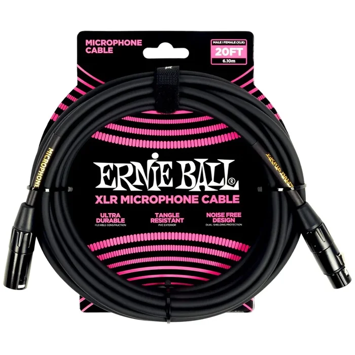 Ernie Ball Classic XLR Microphone Cable Male/Female 20ft – Black