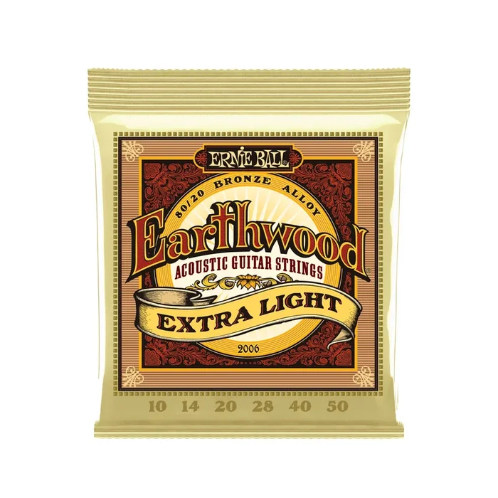 Ernie Ball Earthwood Extra Light 80/20 Bronze Acoustic Guitar Strings – 10-50