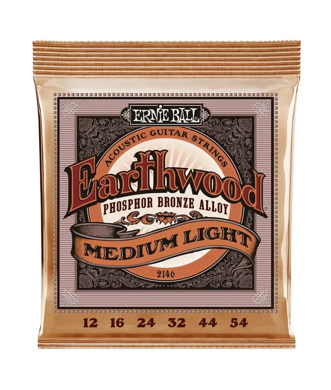 Ernie Ball Earthwood Medium Light Phosphor Bronze Acoustic Guitar Strings – 12-54 Gauge