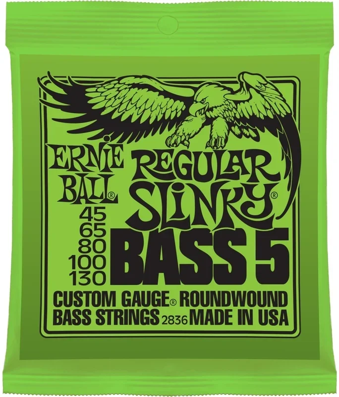 Ernie Ball Regular Slinky 5-String Nickel Wound Electric Bass Strings – 45-130 Gauge