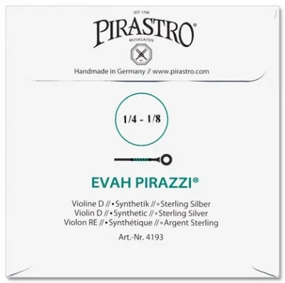 Evah Pirazzi Violin D String – 1/4-1/8 Size (Synthetic/Silver)