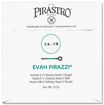 Evah Pirazzi Violin E String – 1/4-1/8 Size – Ball (Silvery Steel)