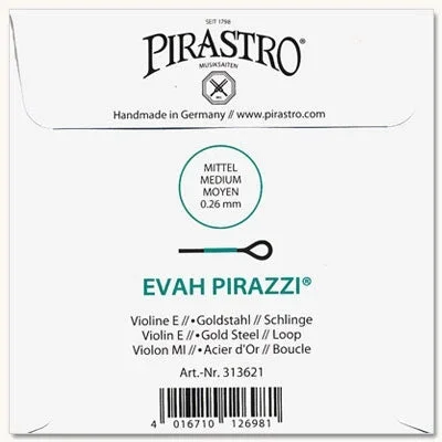 Evah Pirazzi Violin E String – 4/4 – Medium Gauge – Loop (Gold-Plated Steel)